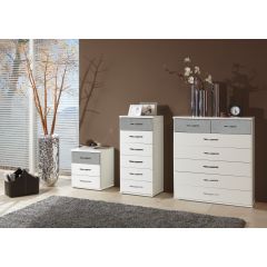 Duo 075317 bedside, 3 drawers, white/concrete light grey